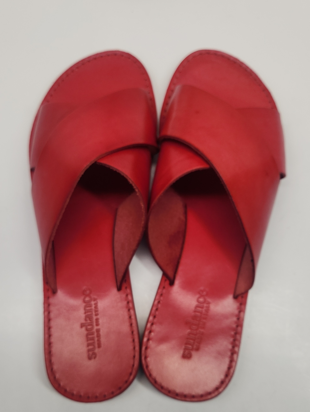 Sundance Red Leather Slide Mules